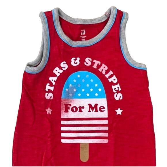 NWT Baby Gap Red W/Stars & Stripes 4th of July Tank Onesie- SIZE 3-6M - Picture 3 of 8